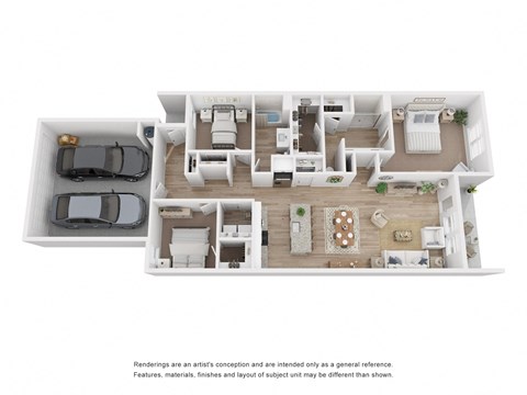 Floor plan for 3 beds, 2 baths, 1519 sqft